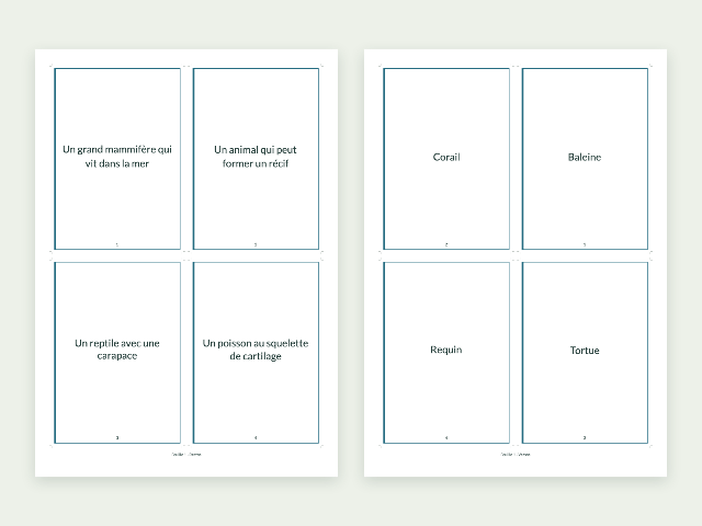 Aperçu : Cartes de révision à imprimer