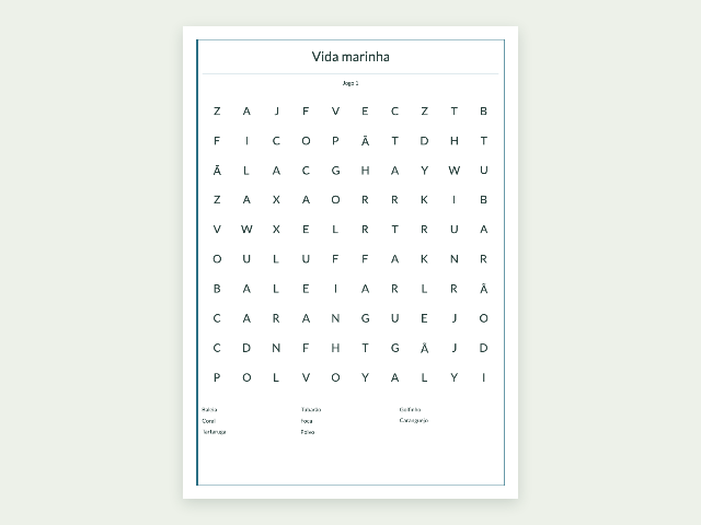 Prévia de Desafios de caça-palavras