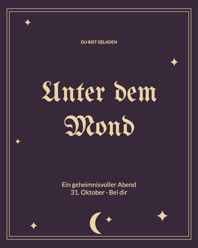 DU BIST GELADEN · Unter dem Mond · Ein geheimnisvoller Abend 31. Oktober · Bei dir