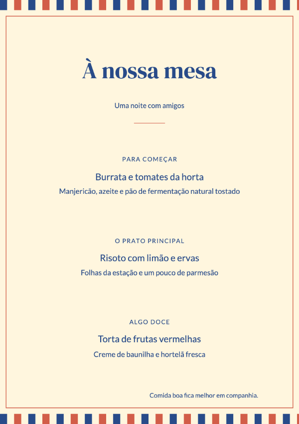 O bistrô colorido · Editar cardápio