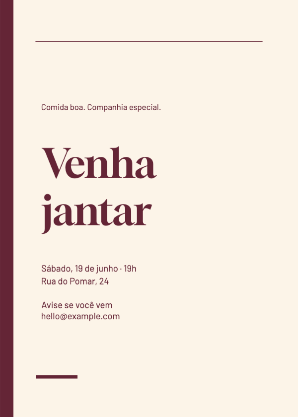 Editorial bordô · Editar convite