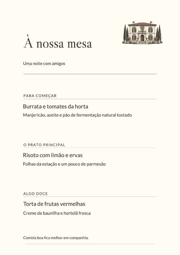 Propriedade italiana · Editar cardápio