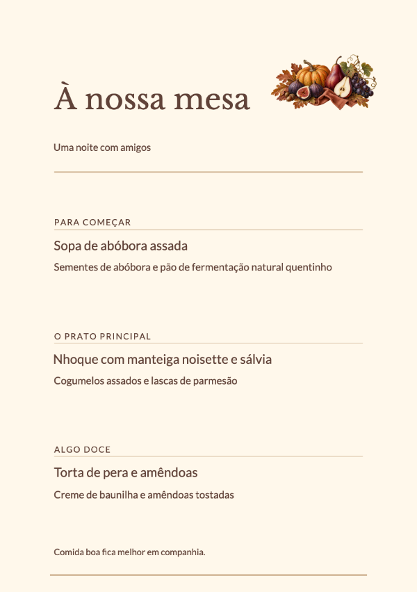 Um encontro de outono · Editar cardápio