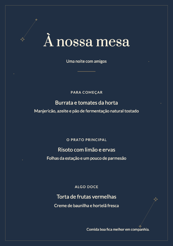 Estrelas da meia-noite · Editar cardápio