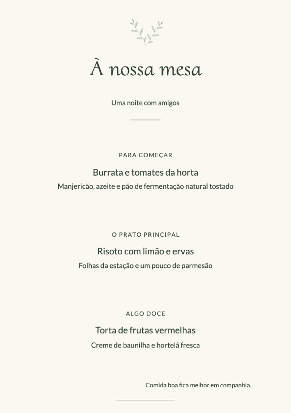 Olival · Editar cardápio