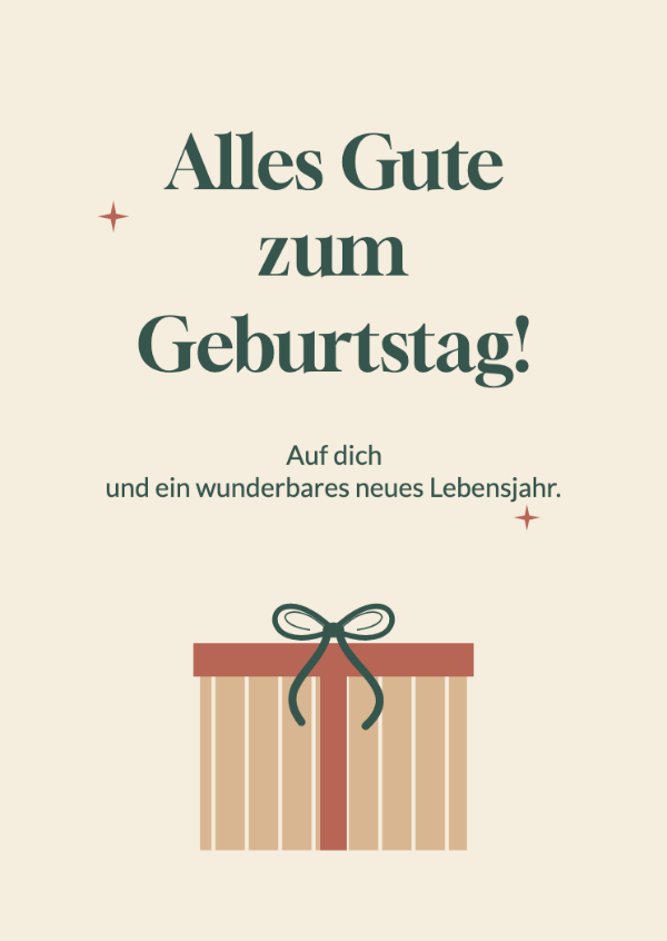Das schönste Geschenk: Ein liebevoll verpacktes Geschenk mit gestreiftem Band und geschwungener Schleife.