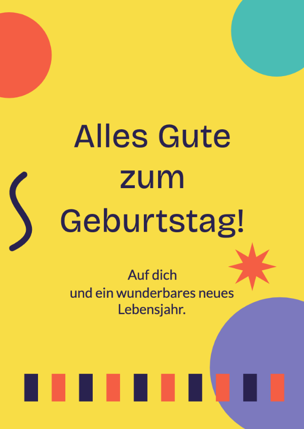 Lasst es krachen: Leuchtende Farben, Scherenschnittformen und lebendige moderne Schrift.