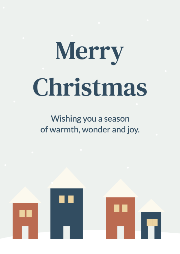 Home for Christmas: A tiny snowy village, glowing windows and a quiet winter sky.