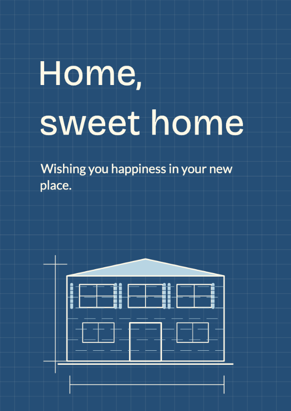 Plans for a happy home: Fine architectural linework and a modern blueprint-blue composition.