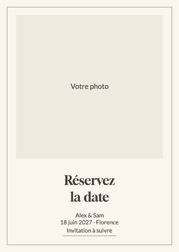 Notre photo préférée: Un grand cadre de portrait et une date discrète en dessous.