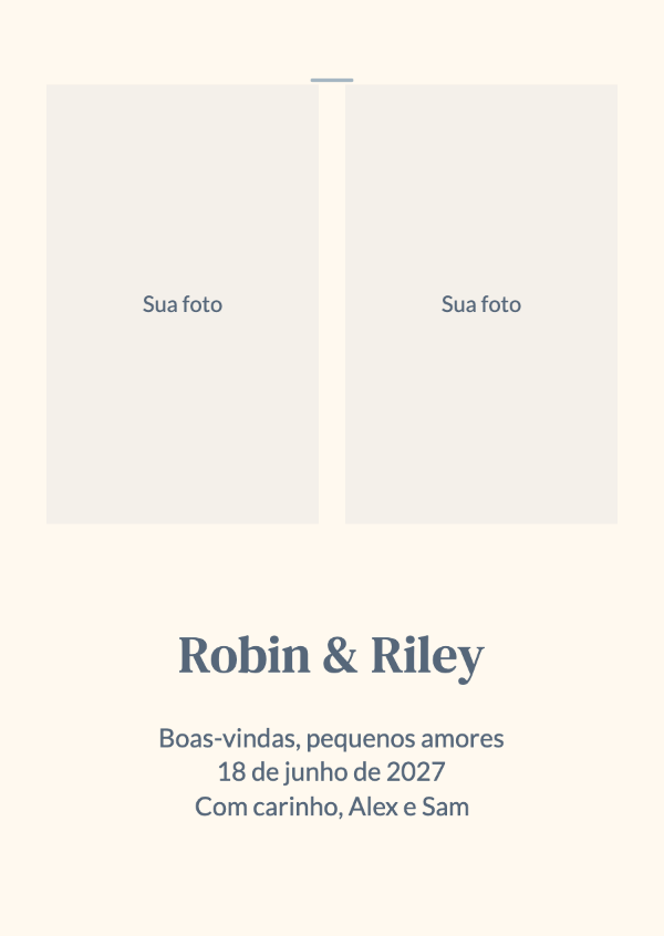 Encanto em dobro: Duas molduras de foto separadas para duas chegadas maravilhosas.