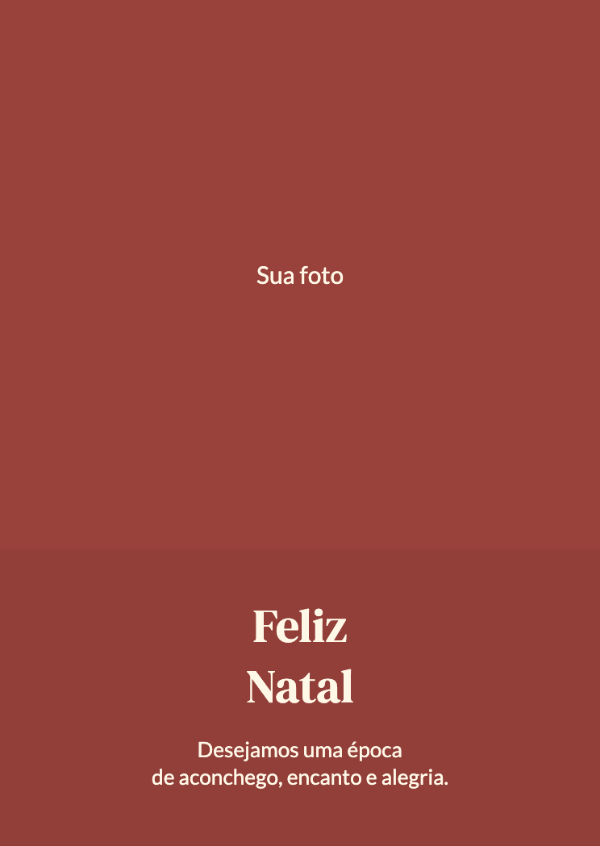 Nosso ano em uma foto: Uma foto de família ocupando toda a largura e uma faixa vermelha festiva com a mensagem.