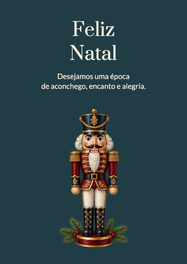 O quebra-nozes da meia-noite: Um soldadinho de brinquedo ornamental com tranças detalhadas e cores de pedras preciosas.