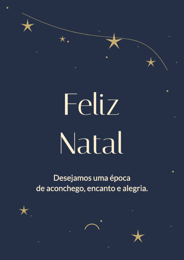 Uma temporada de estrelas: Um rastro de estrelas e traços delicados sobre azul-meia-noite.
