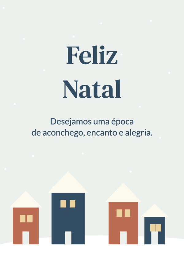Em casa no Natal: Uma pequena vila nevada, janelas iluminadas e um céu tranquilo de inverno.