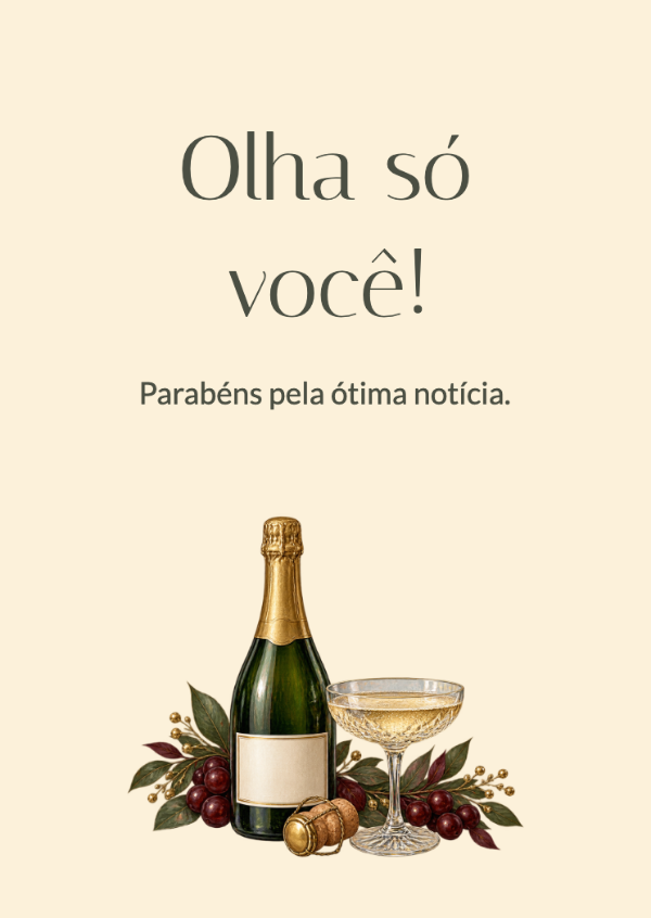 Brinde à boa notícia: Cartões de parabéns
