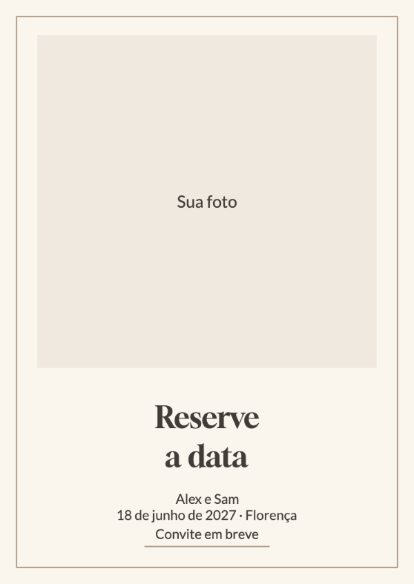 Nossa foto favorita: Uma moldura ampla para retrato, com a data discreta logo abaixo.