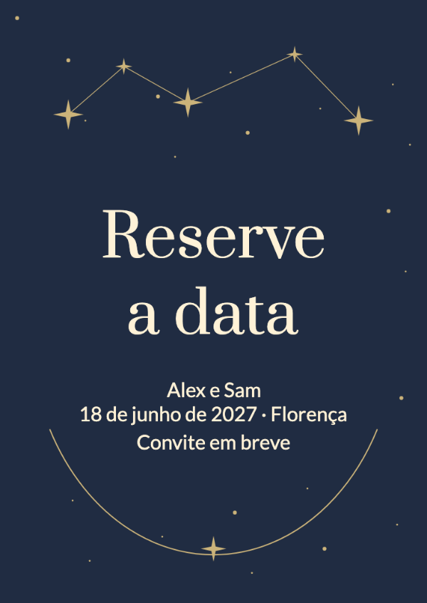Escrito nas estrelas: Constelações delicadas e letras em tom quente de creme sobre azul da meia-noite.