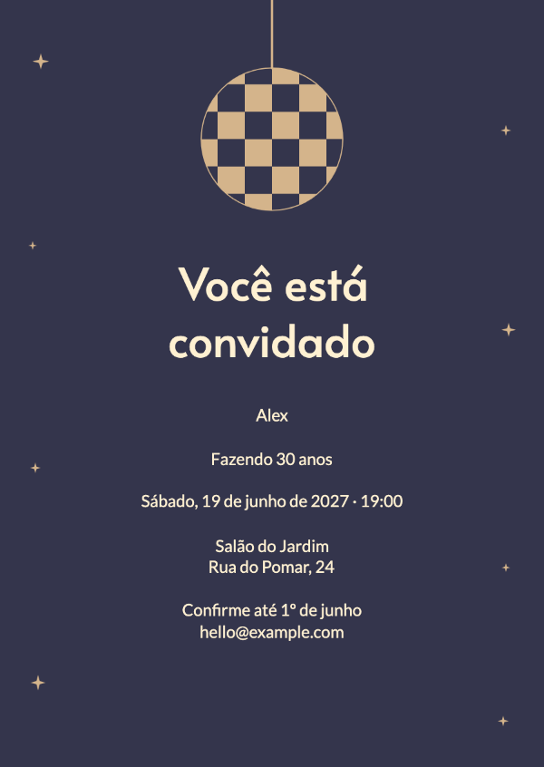 Ao anoitecer: Convites para festa de aniversário