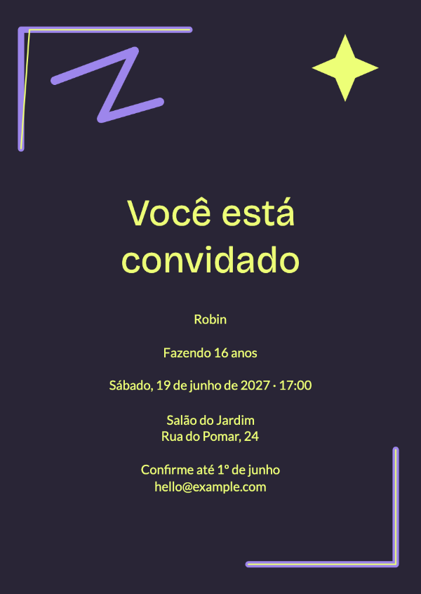 Neon pela noite: Lilás e verde-lima vibrantes em uma composição noturna cheia de energia.