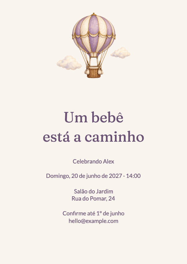 Uma nova história nas alturas: Um balão de conto de fadas com padrões detalhados e nuvens suaves flutuando.