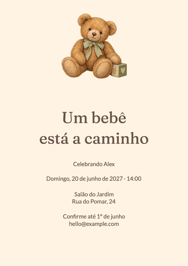 Abraços de urso: Convites de chá de bebê
