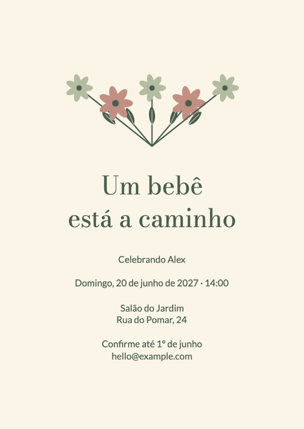Uma pequena flor do campo: Convites de chá de bebê