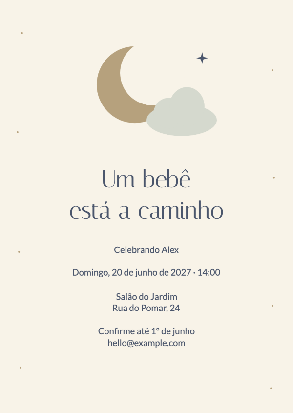 Nas nuvens: Convites de chá de bebê