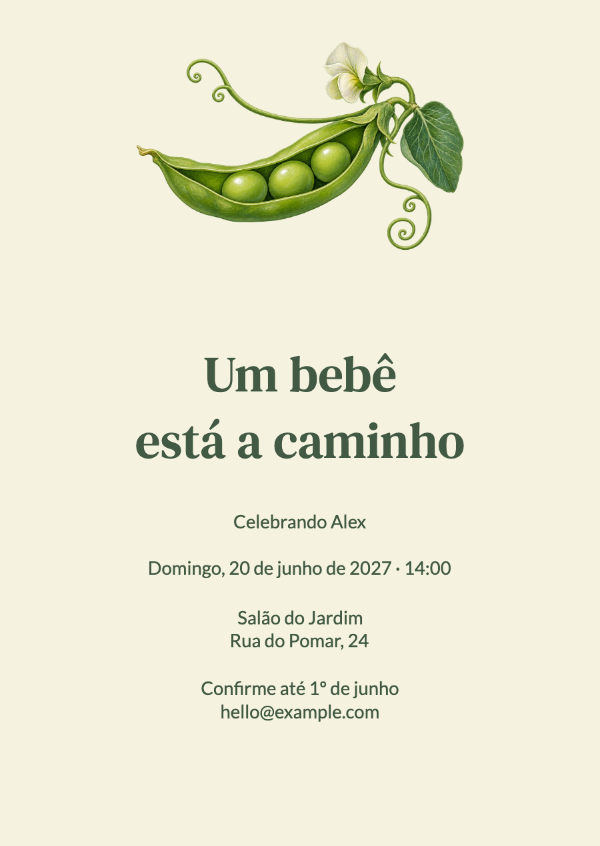 Pequena ervilhinha: Convites de chá de bebê
