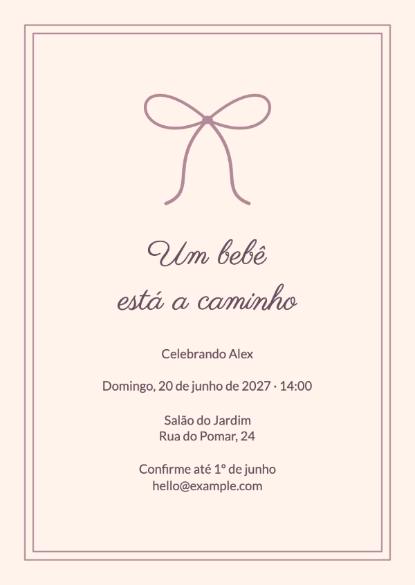 Um presente de alegria: Convites de chá de bebê