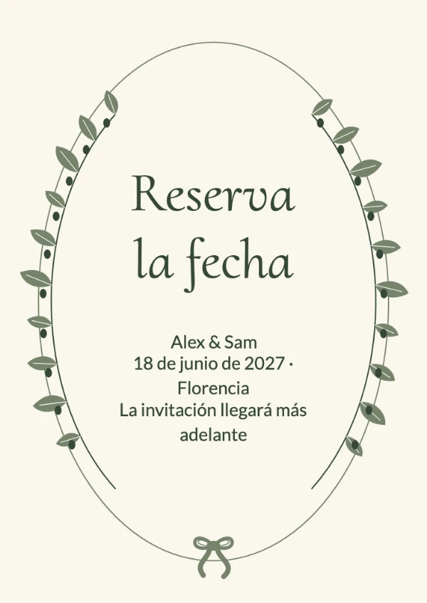 Tarjetas para reservar la fecha