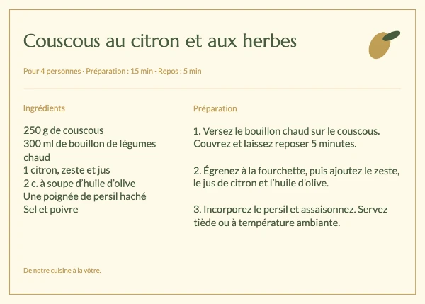 Fiches recettes