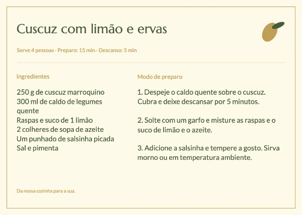 Cartões de receitas