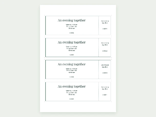 Printable ticket maker with numbered stubs