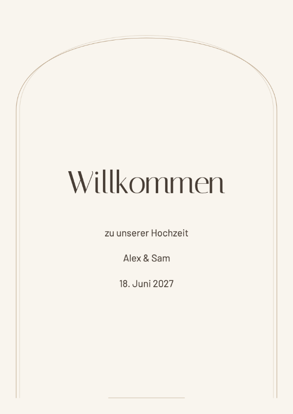 Moderner Bogen: Ein Bogen mit feinen Linien und luftiger Typografie in neutralen Tönen.