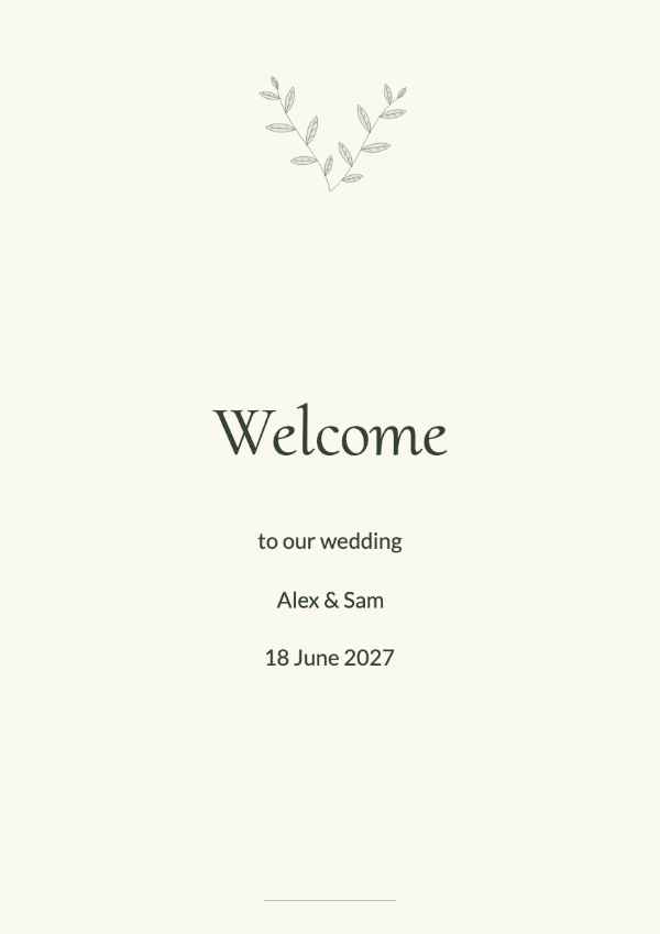 Olive grove: Olive branches, warm ivory and graceful serif lettering for a garden celebration.