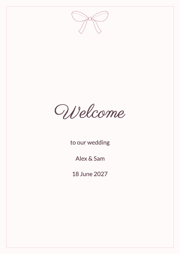 Silk ribbon: A drawn ribbon bow and slender border with expressive, handwritten names.