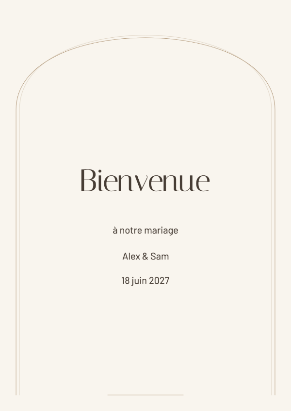 Arche moderne: Une arche aux lignes fines et une typographie aérée dans des tons neutres.
