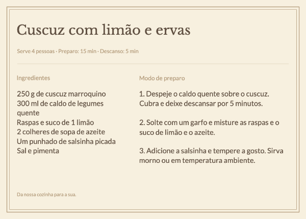 O arquivo de receitas: Cartões de receitas