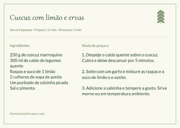 Da horta de ervas: Cartões de receitas