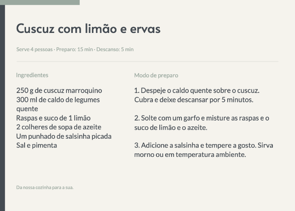 Uma receita bem guardada: Cartões de receitas