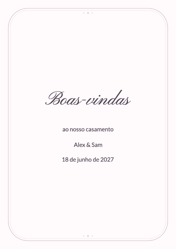 Romance perolado: Nomes caligráficos dentro de uma moldura delicada com pequenos pontos semelhantes a pérolas.