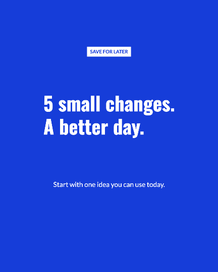 Blue carousel slide with a bold heading and a small label